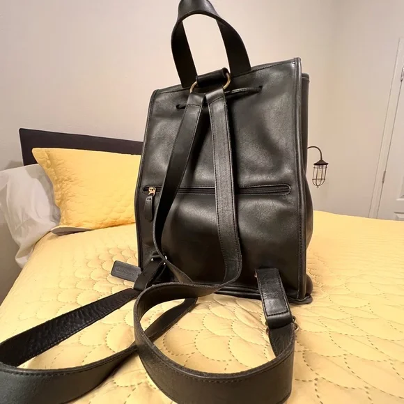 Coach Black Leather Backpack - Picture 1 of 14